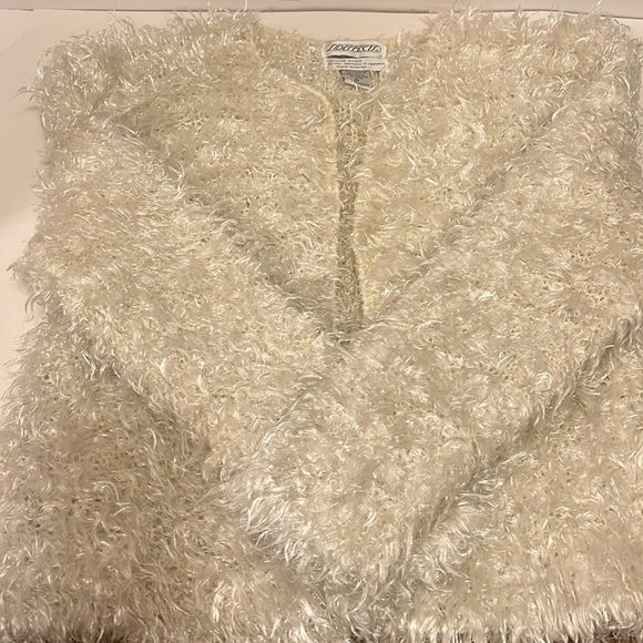 Side effects LA 90’s Glam Creamy White Fuzzy Sweater Jacket Women’s Medium - Picture 8 of 11